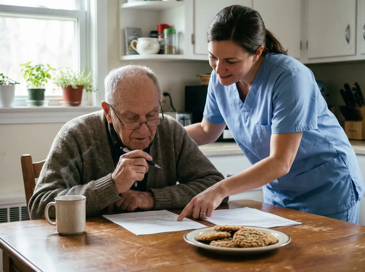 Senior couple reviewing financial documents